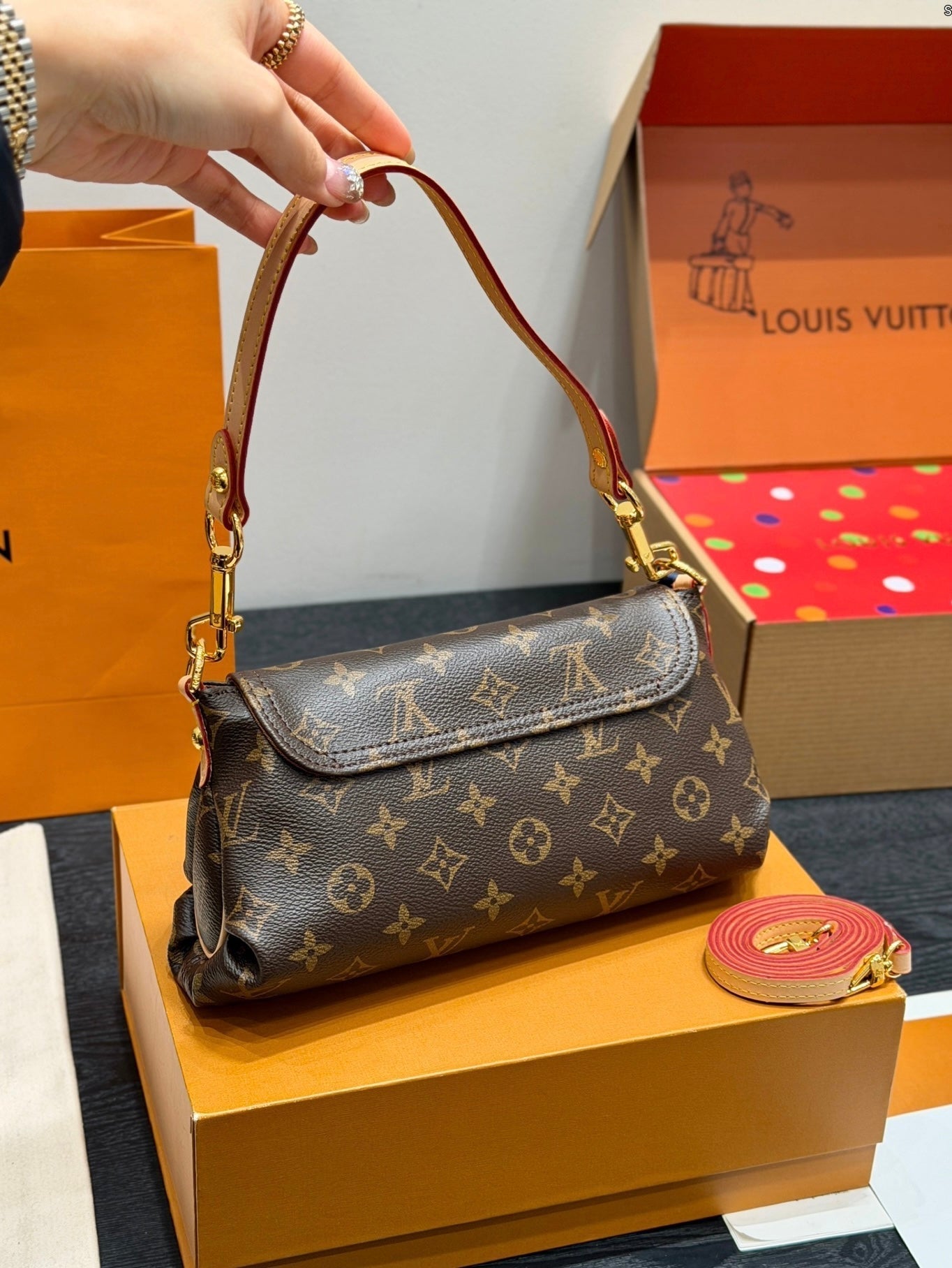 LV Pochette Métis Monogram Canvas Handle Crossbody Bag with Leather Trim and Shoulder Strap